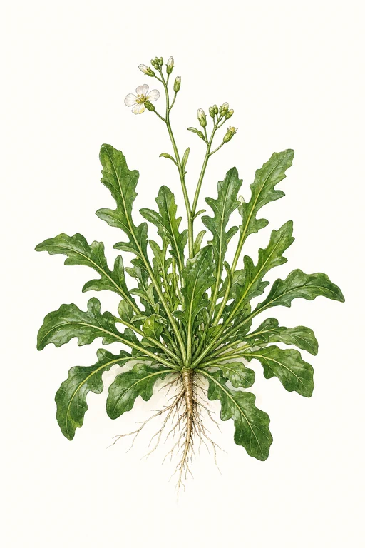 Botanical illustration of Arugula 'Baby Leaf'
