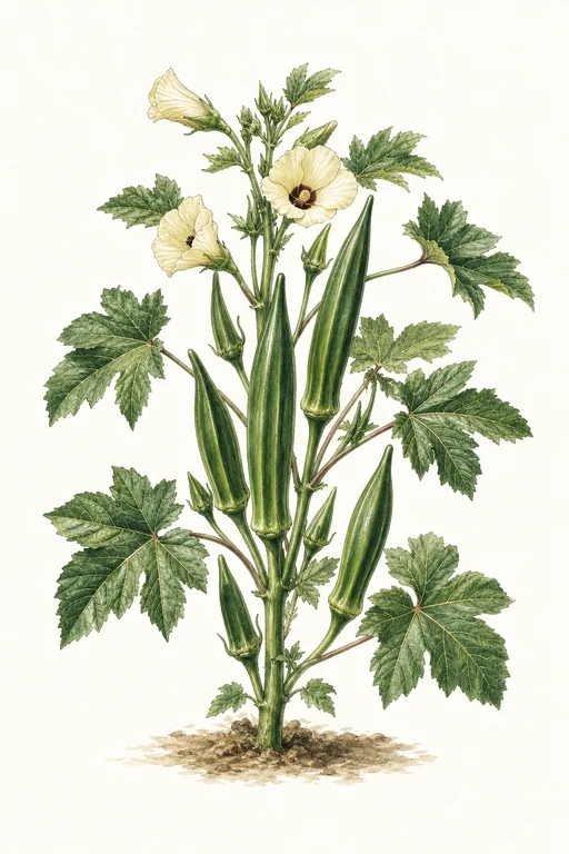 Botanical illustration of Grandpa’s Okra