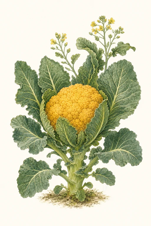 Botanical illustration of Cheddar Cauliflower