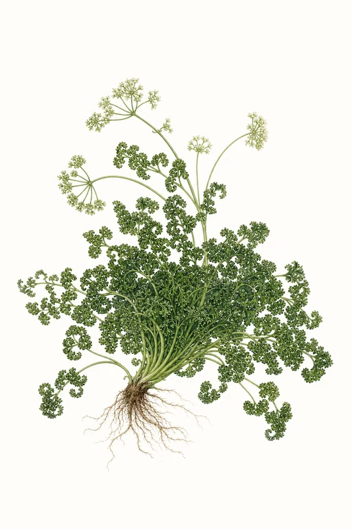 Botanical illustration of Curled Chervil