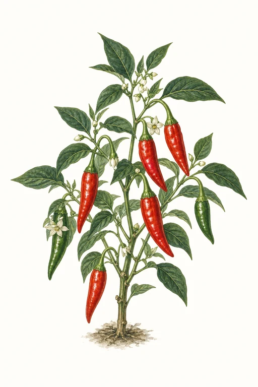 Botanical illustration of Traveller Jalapeño