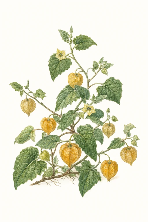 Botanical illustration of Golden Husk Cherry
