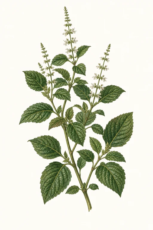 Botanical illustration of O. Gratissimum 'East Indian Holy Basil