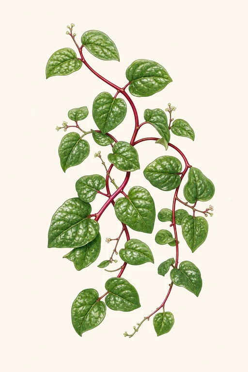 Botanical illustration of Red Stem Malabar Spinach