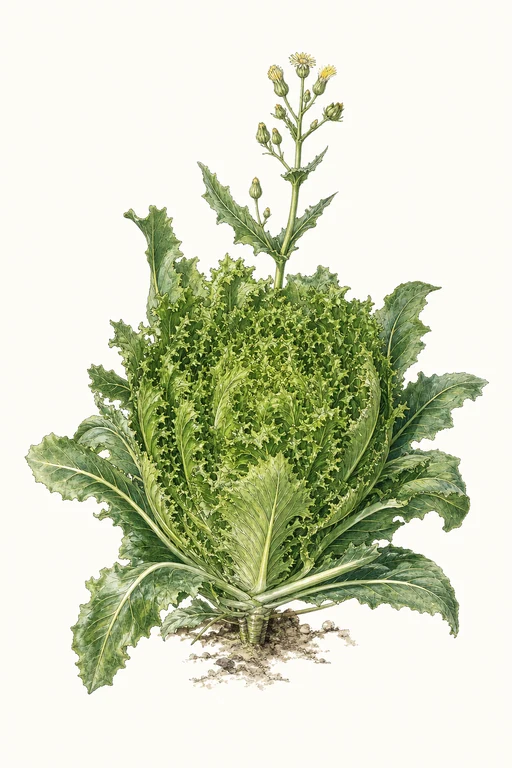 Botanical illustration of Green Curled Ruffec