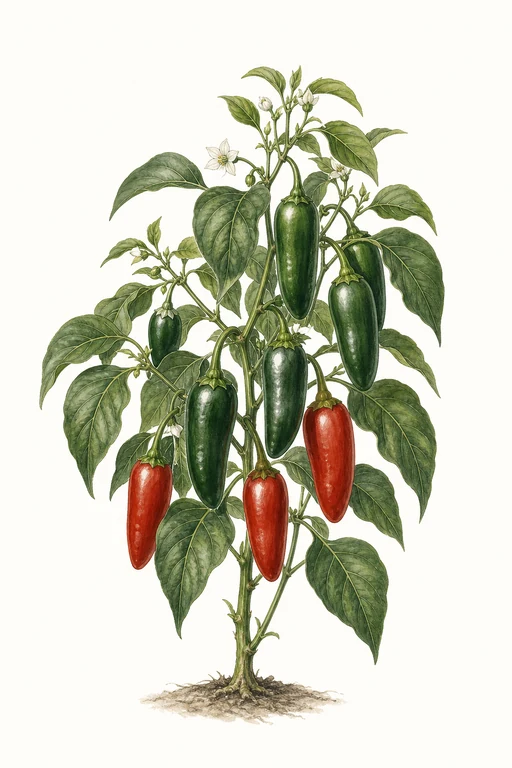 Botanical illustration of Jalapeño Gigante II