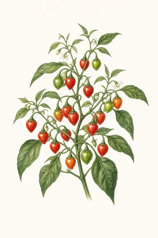 Botanical illustration of Red Hot Cherry