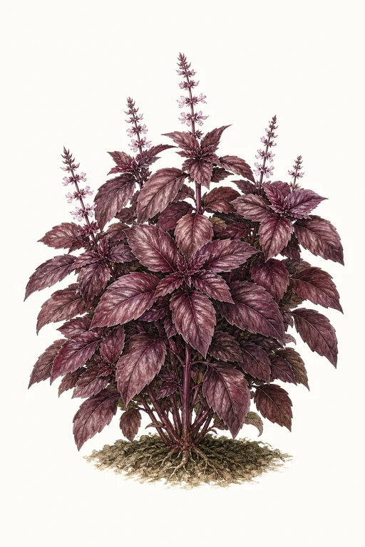 Botanical illustration of Red Rubin Basil