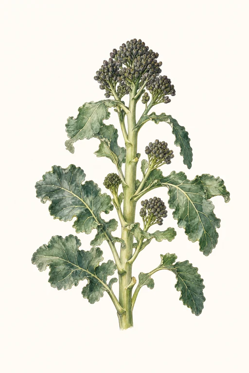 Botanical illustration of Purple Sprouting
