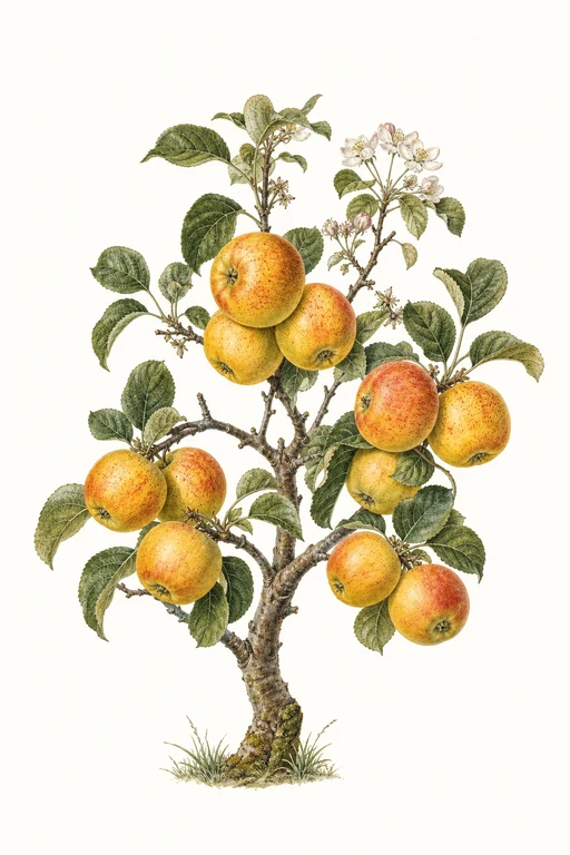 Botanical illustration of Cox's Orange Pippin