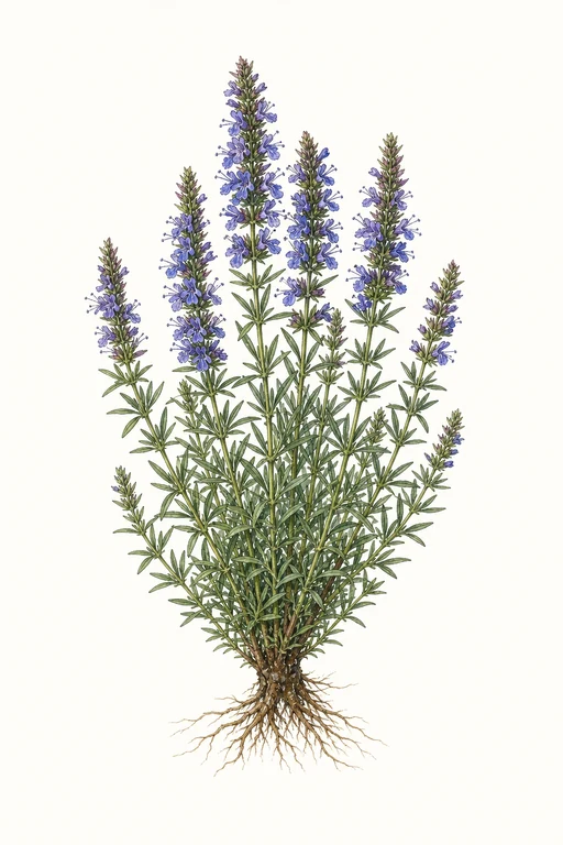 Botanical illustration of Hyssopus Officinalis