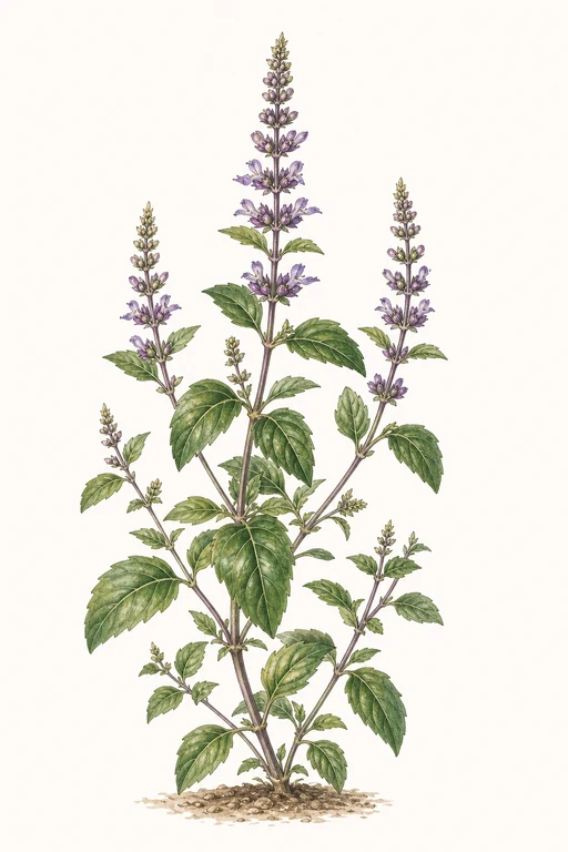 Botanical illustration of Temperate Tulsi
