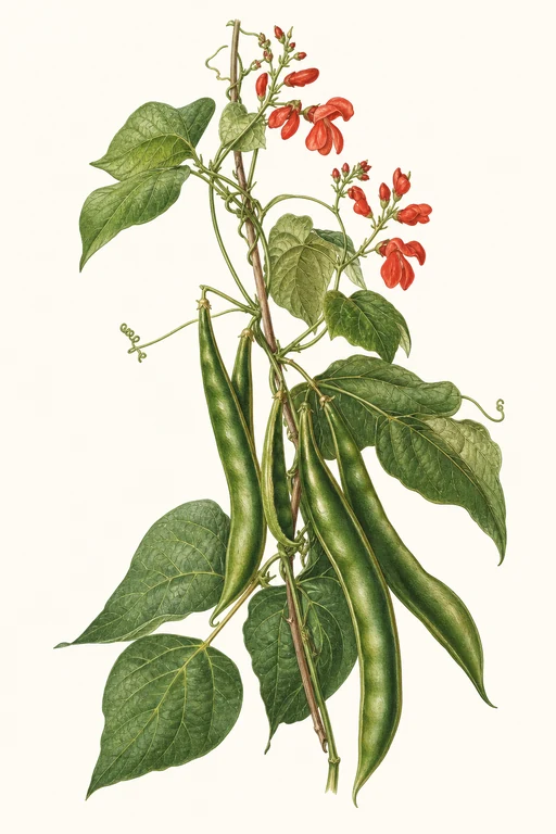 Botanical illustration of Runner Bean