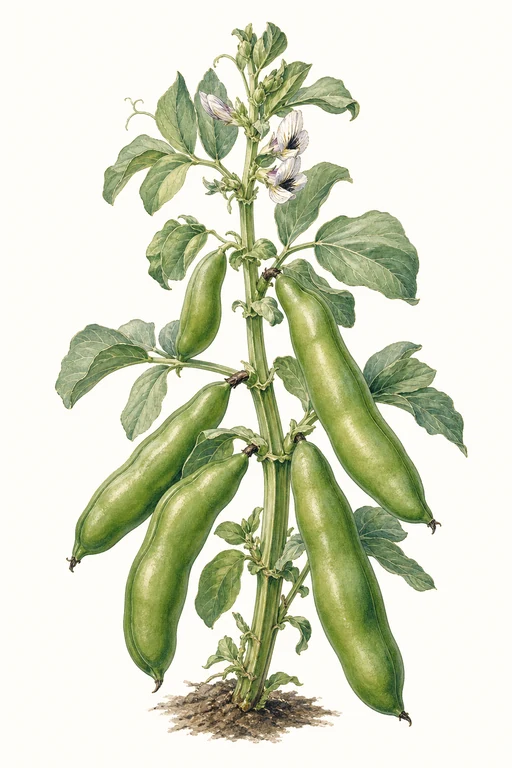 Botanical illustration of Vicia faba 'Fava Bean 'Mammoth'