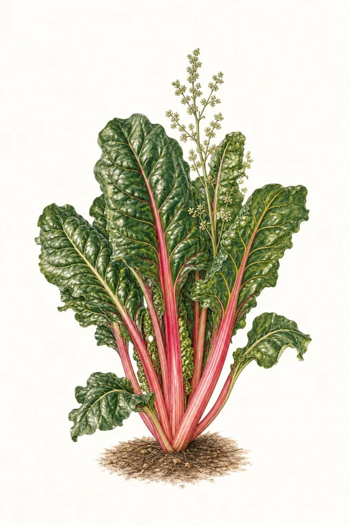 Botanical illustration of Chard 'Rhubarb'