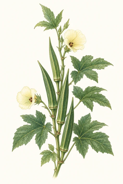 Botanical illustration of Landscape Okra