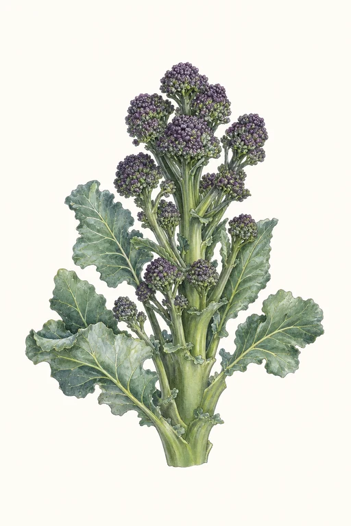 Botanical illustration of Early Purple Sprouting