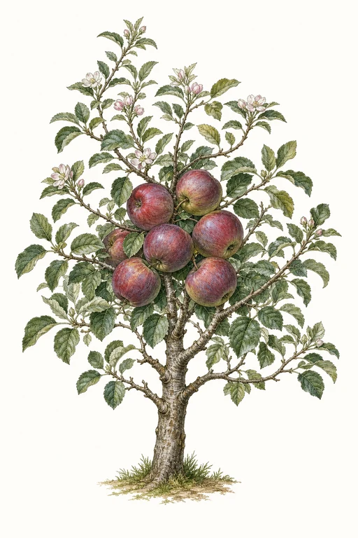 Botanical illustration of Blue Pearmain