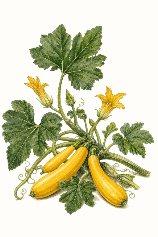 Botanical illustration of Sungold Zucchini