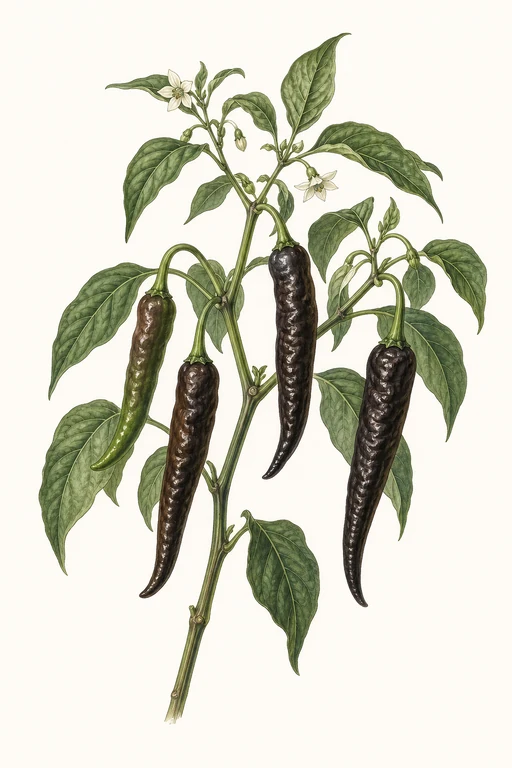 Botanical illustration of Pasilla Bajio