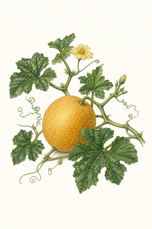 Botanical illustration of Pineapple Melon