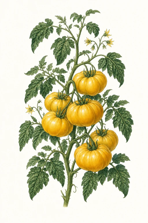 Botanical illustration of Lillian's Yellow Heirloom