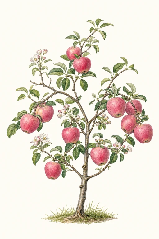 Botanical illustration of Pink Lady