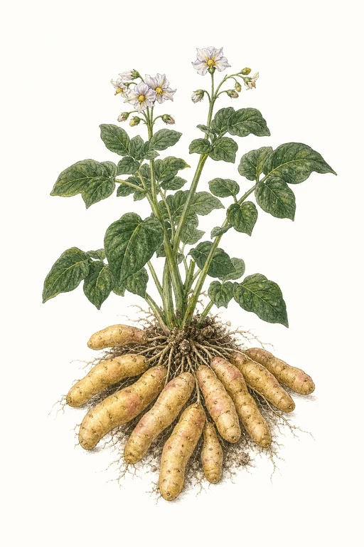Botanical illustration of French Fingerling