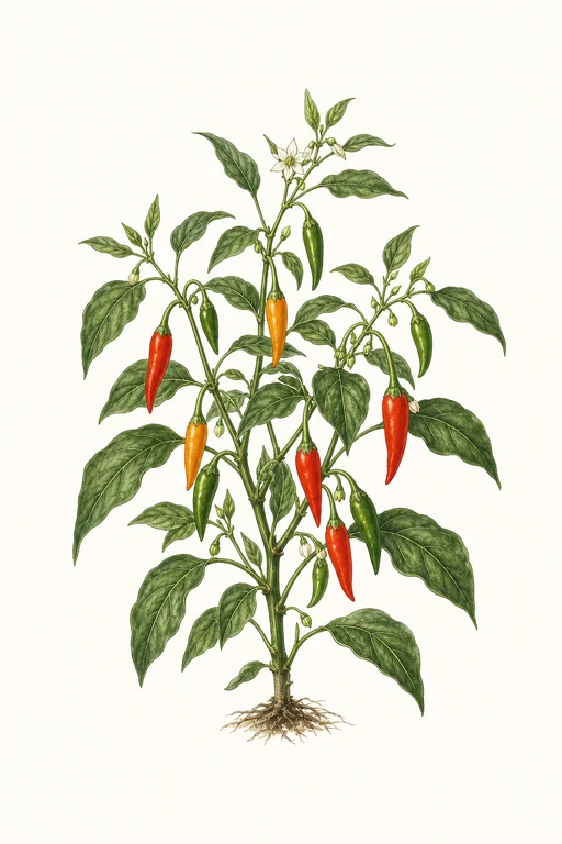 Botanical illustration of Capsicum Annuum Var. Glabriusculum