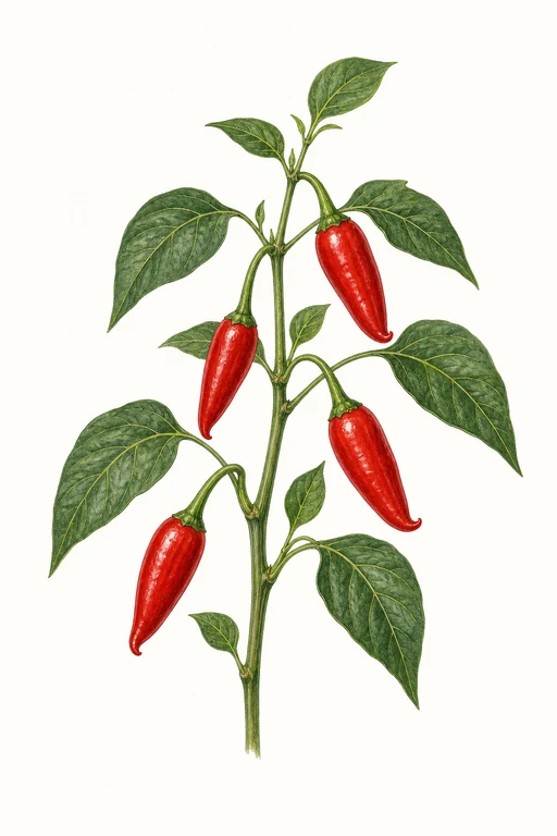 Botanical illustration of Early Jalapeño