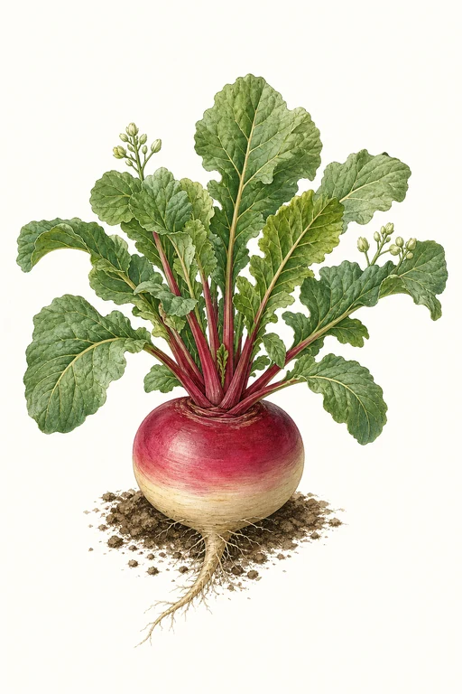 Botanical illustration of Scarlet Queen Red Stem