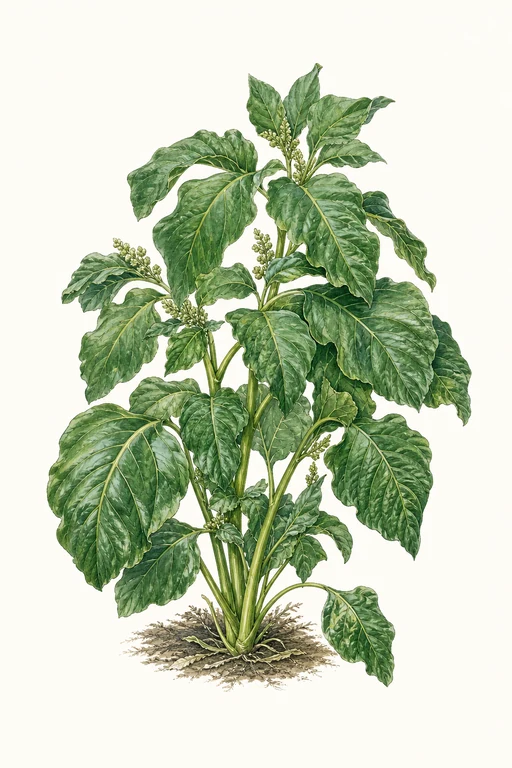 Botanical illustration of Calaloo Jamaican Callaloo