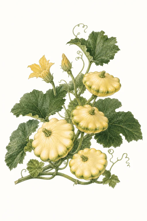 Botanical illustration of Patisson Panache