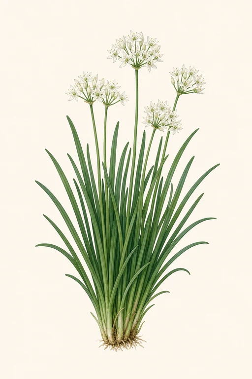 Botanical illustration of Allium Tuberosum