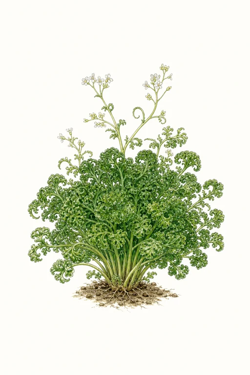 Botanical illustration of Garden Cress 'Curly'