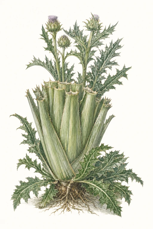 Botanical illustration of Cynara cardunculus 'Giant'