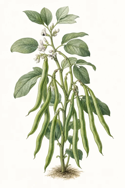 Botanical illustration of Hangdown Green Pod