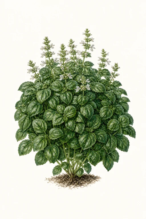 Botanical illustration of Spicy Globe Basil