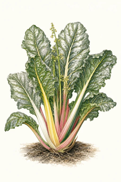 Botanical illustration of Five Color Silverbeet