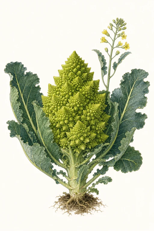 Botanical illustration of Romanesco