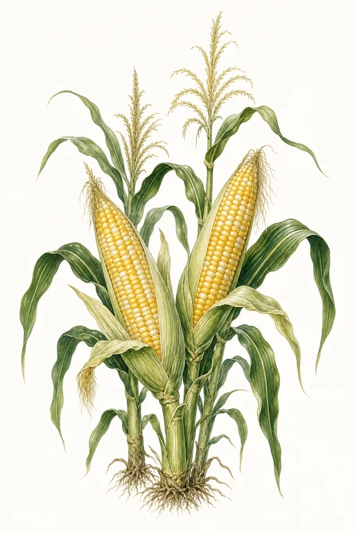 Botanical illustration of Bicolor Sweet Corn