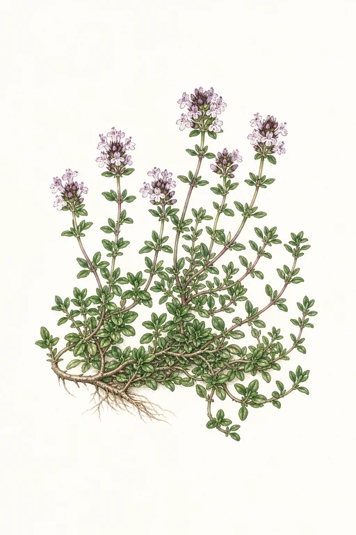 Botanical illustration of Purple Carpet Creeping Thyme