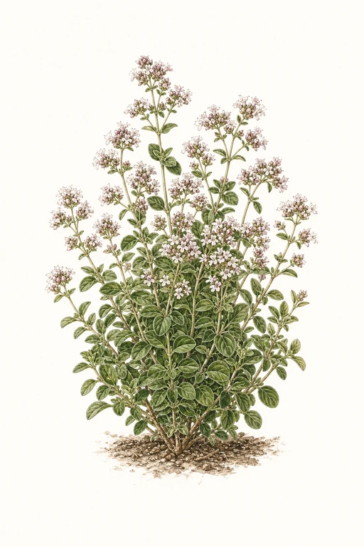 Botanical illustration of Marjoram Sweet Italian