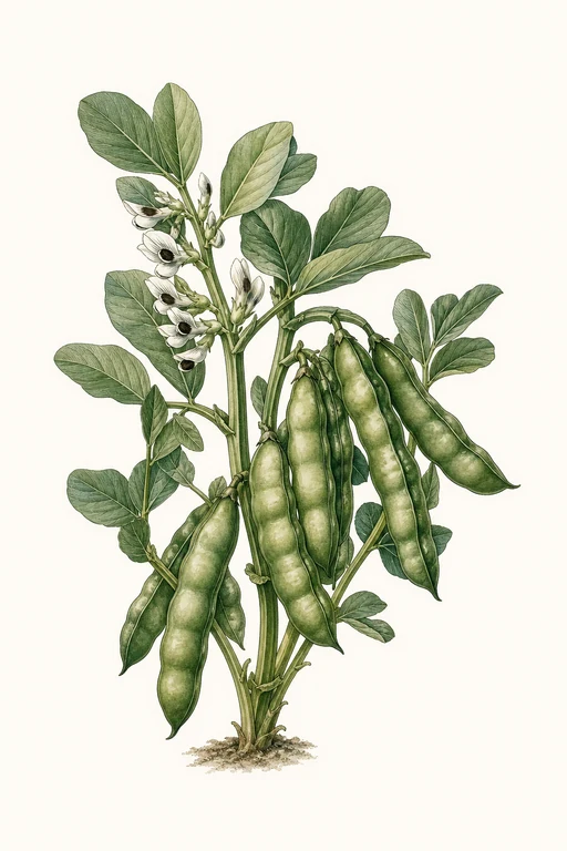 Botanical illustration of Vicia faba 'Fava Bean 'Mighty'
