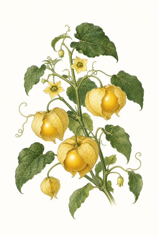 Botanical illustration of Golden Tomatillo
