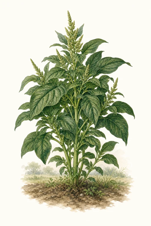 Botanical illustration of Green Leaf Amaranth