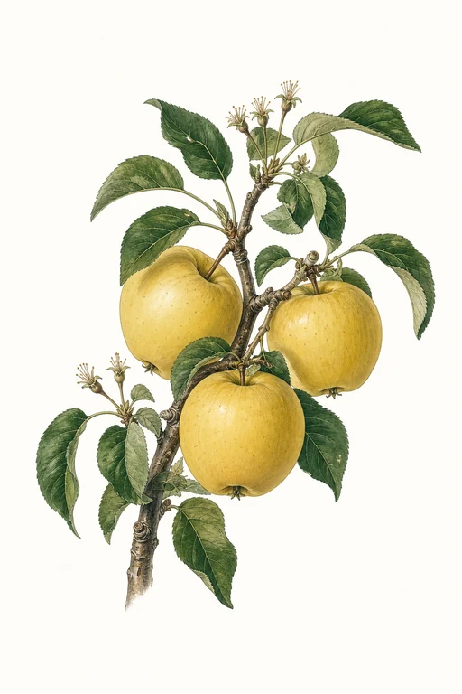 Botanical illustration of Golden Delicious