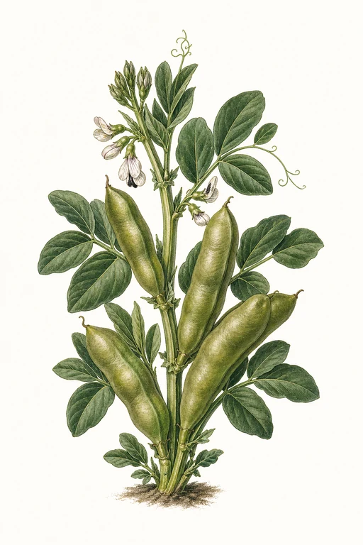 Botanical illustration of Vicia faba 'Fava Bean 'Noble'