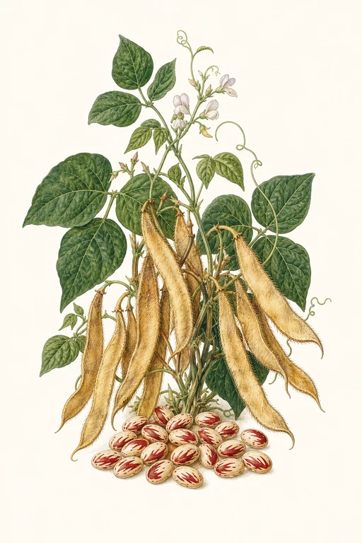 Botanical illustration of Borlotto Firetongue
