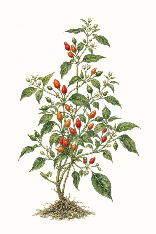 Botanical illustration of Chiltepin